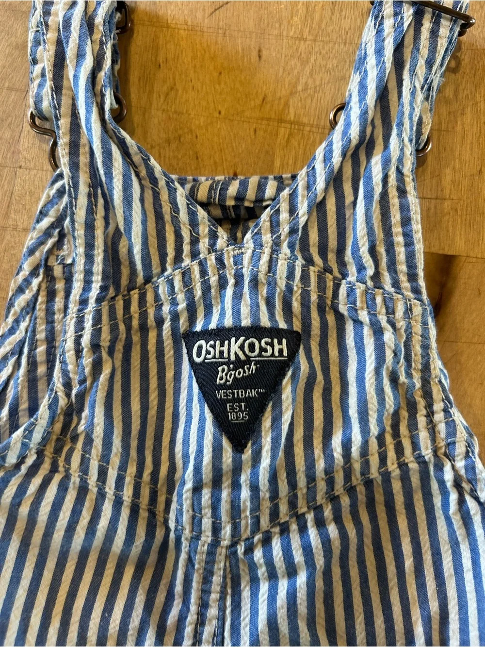 OshKosh B'gosh Blue & White Striped Short Overalls 18M